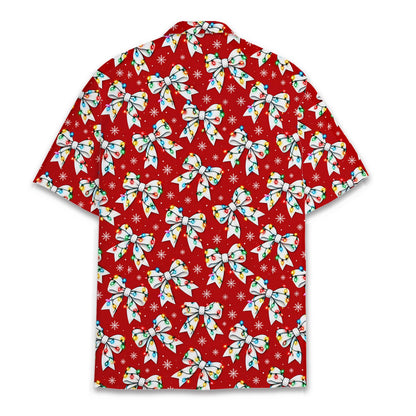 Red back view of the christmas hawaiian shirt