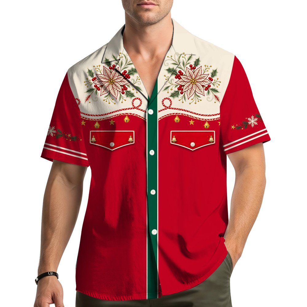 Another front view showcasing the holiday poinsettia and ribbon patterns