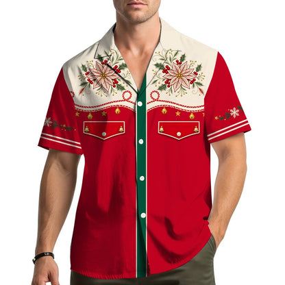 Another front view showcasing the holiday poinsettia and ribbon patterns