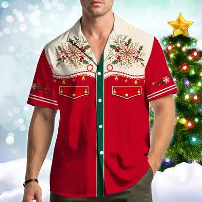 Detailed front view of the matching family Hawaiian shirt