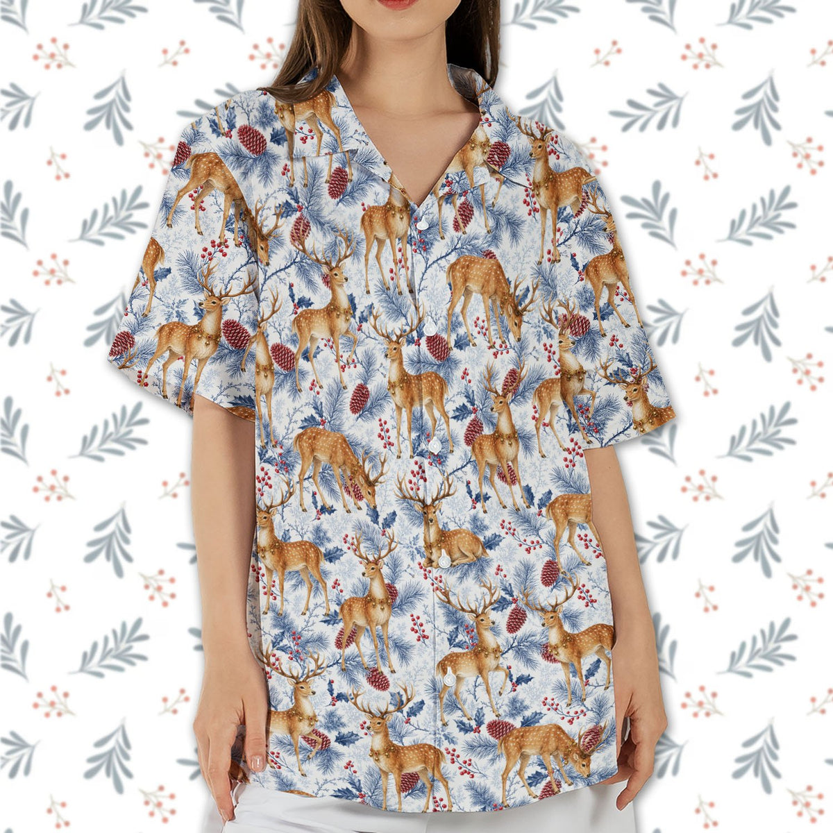 Holiday gathering lifestyle picture with the matching family hawaiian shirts