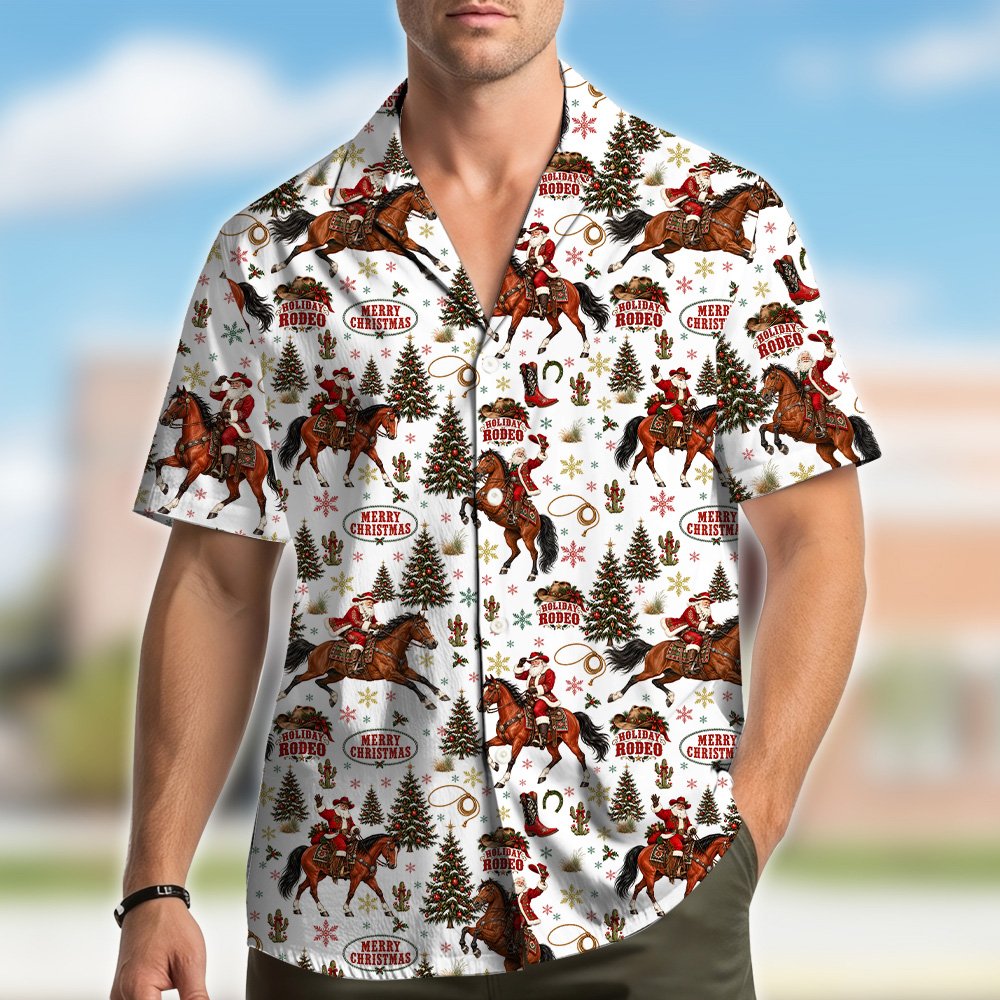 Lifestyle view showing the matching family hawaiian shirts in a casual setting