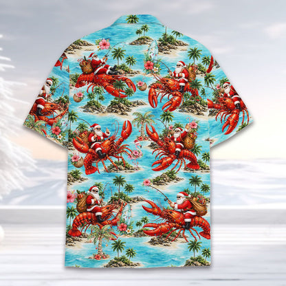 Alternative back view of the holiday hawaiian shirt