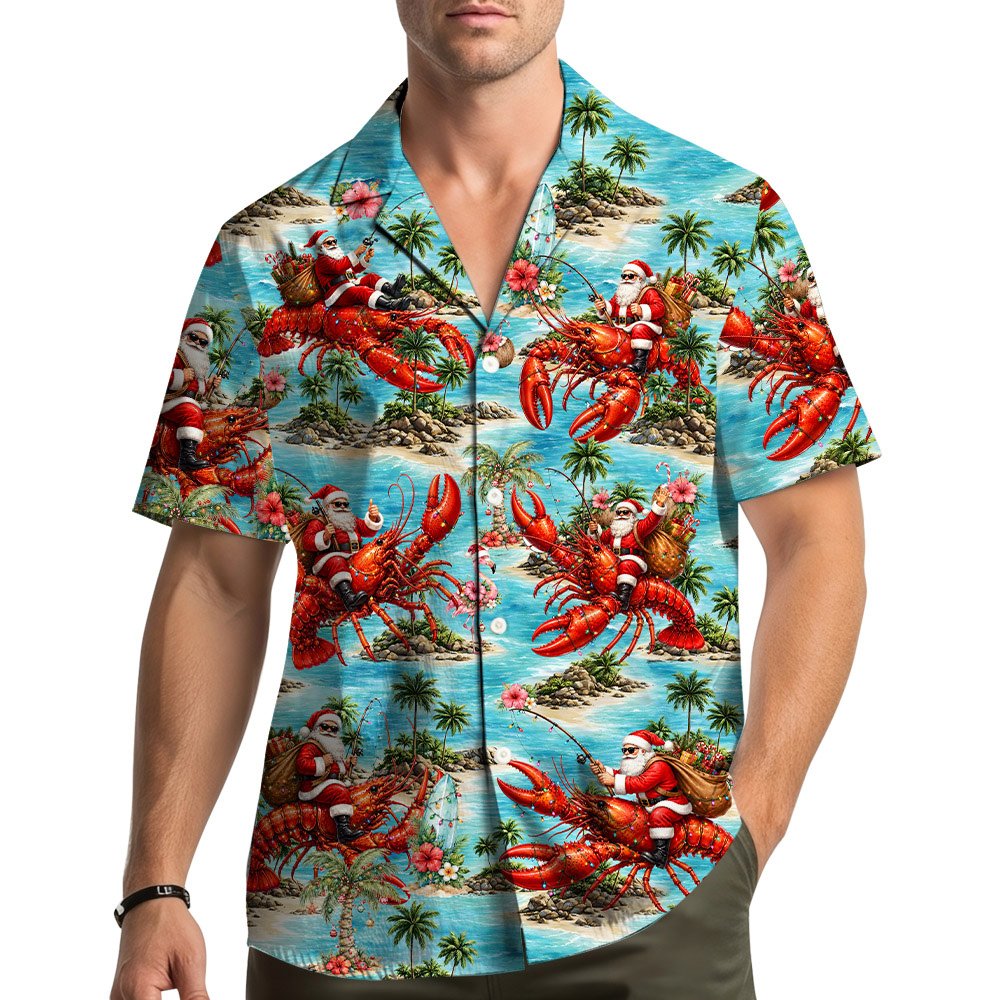 Lifestyle view of someone wearing the matching family hawaiian shirt