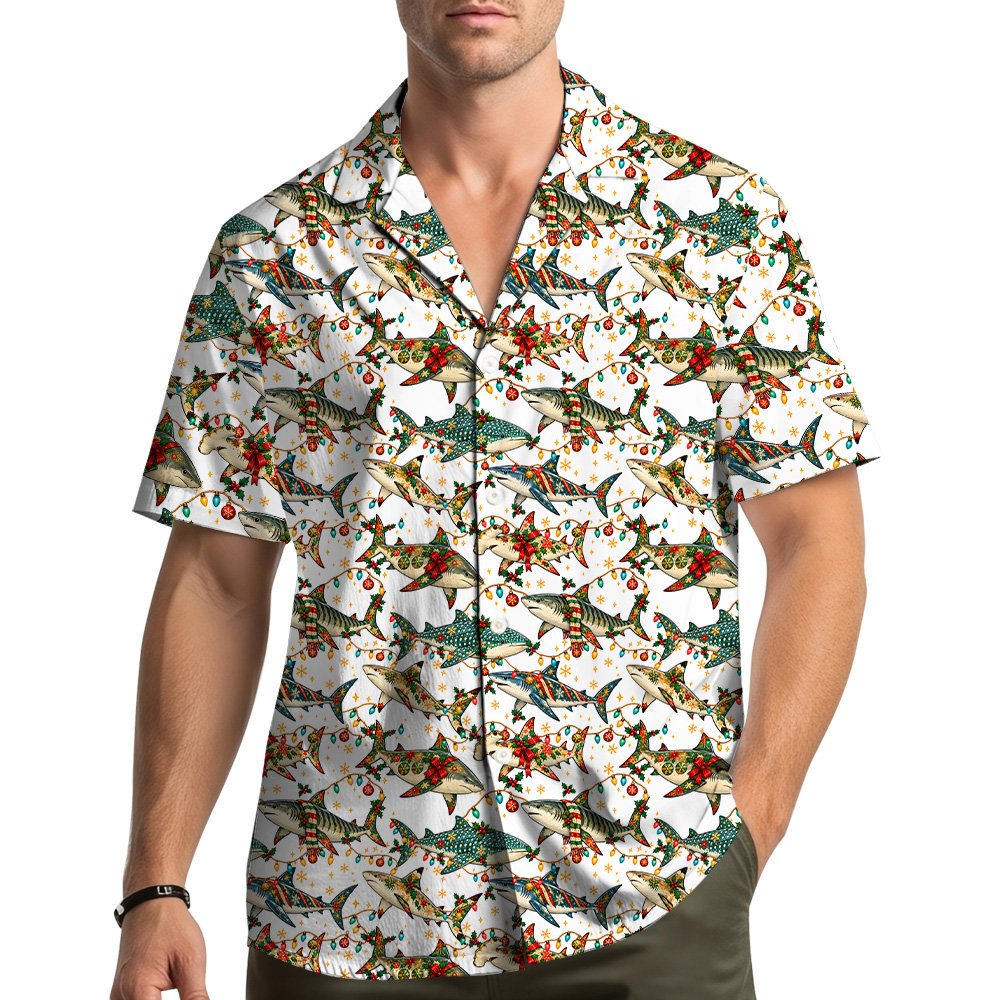 Lifestyle view of someone wearing the matching family hawaiian shirt