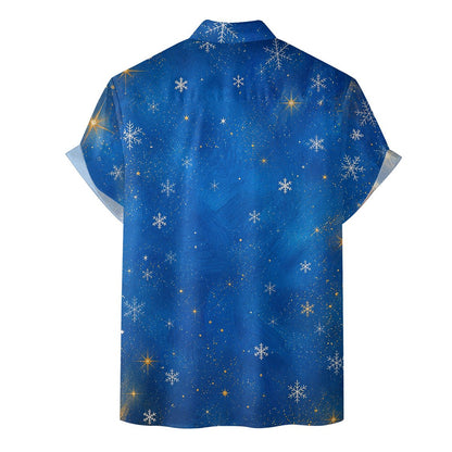 Back view of the blue sheep hawaiian shirt