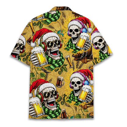 Another front view of the Christmas skeleton and beer hawaiian shirt