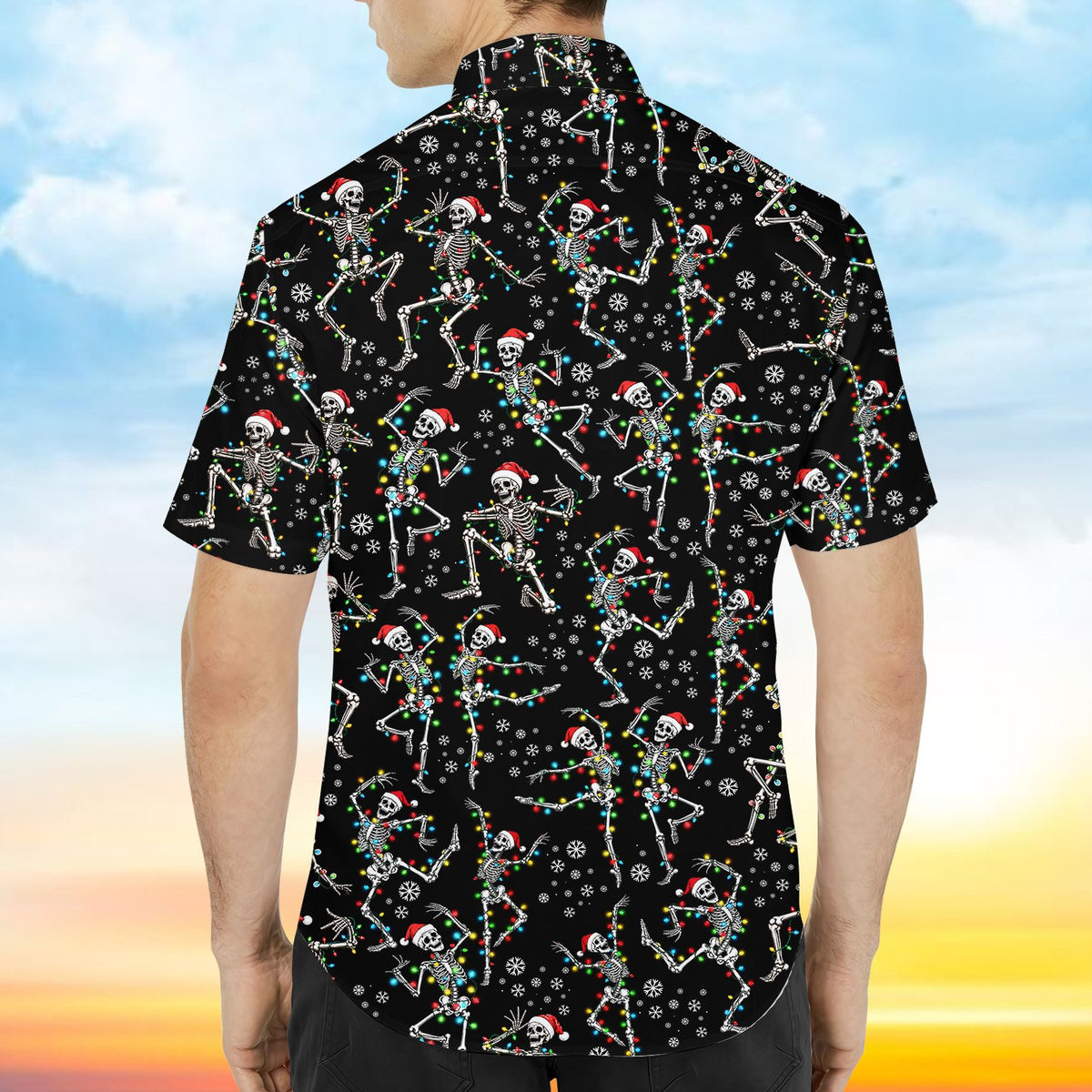 Detailed back view of the matching family hawaiian shirt