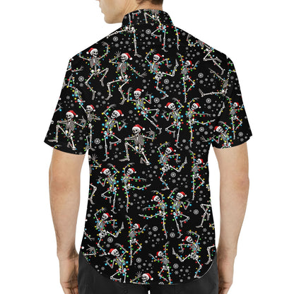 Back view of the christmas skeletons hawaiian shirt