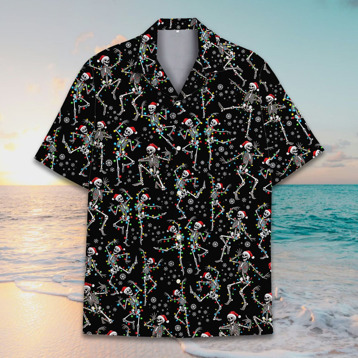 Detailed front view of the black polyester matching shirt