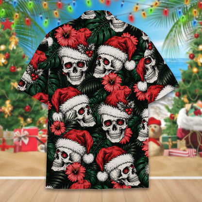 Christmas skulls hawaiian shirt, back view 2