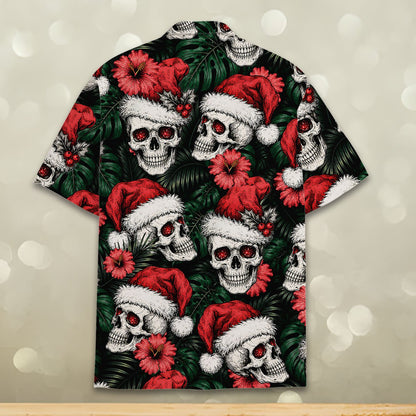 Christmas skulls hawaiian shirt, back view 3