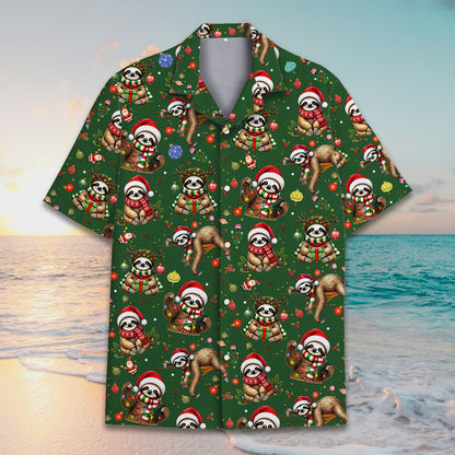Detailed back view showing the festive sloth pattern