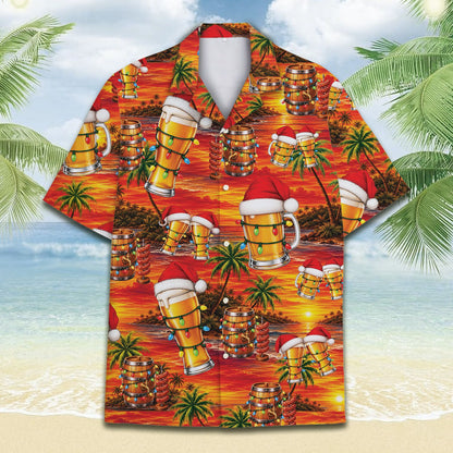 Close-up front view of the tropical holiday beer shirt