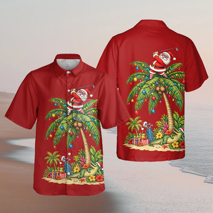 Detailed front view of the christmas hawaiian shirt design