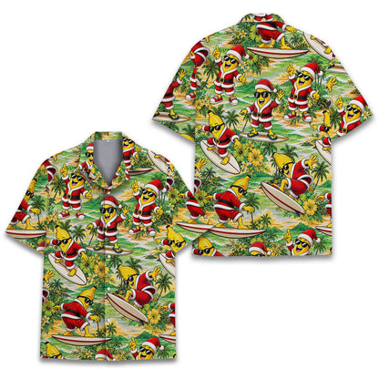 Close-up front view of the tropical banana and ocean scene pattern