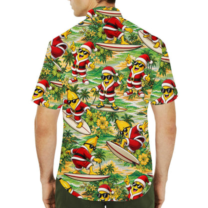 Second lifestyle view showcasing the family hawaiian shirts in a festive setting