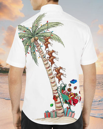Close-up of the back design featuring the festive palm tree and reindeer