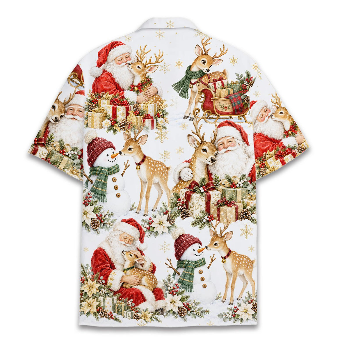 Third back view showing reindeer and sleigh print