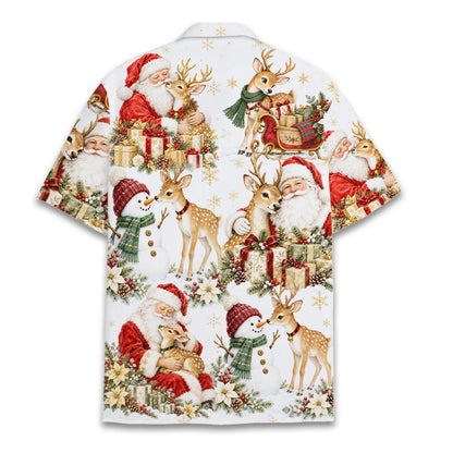 Third back view showing reindeer and sleigh print