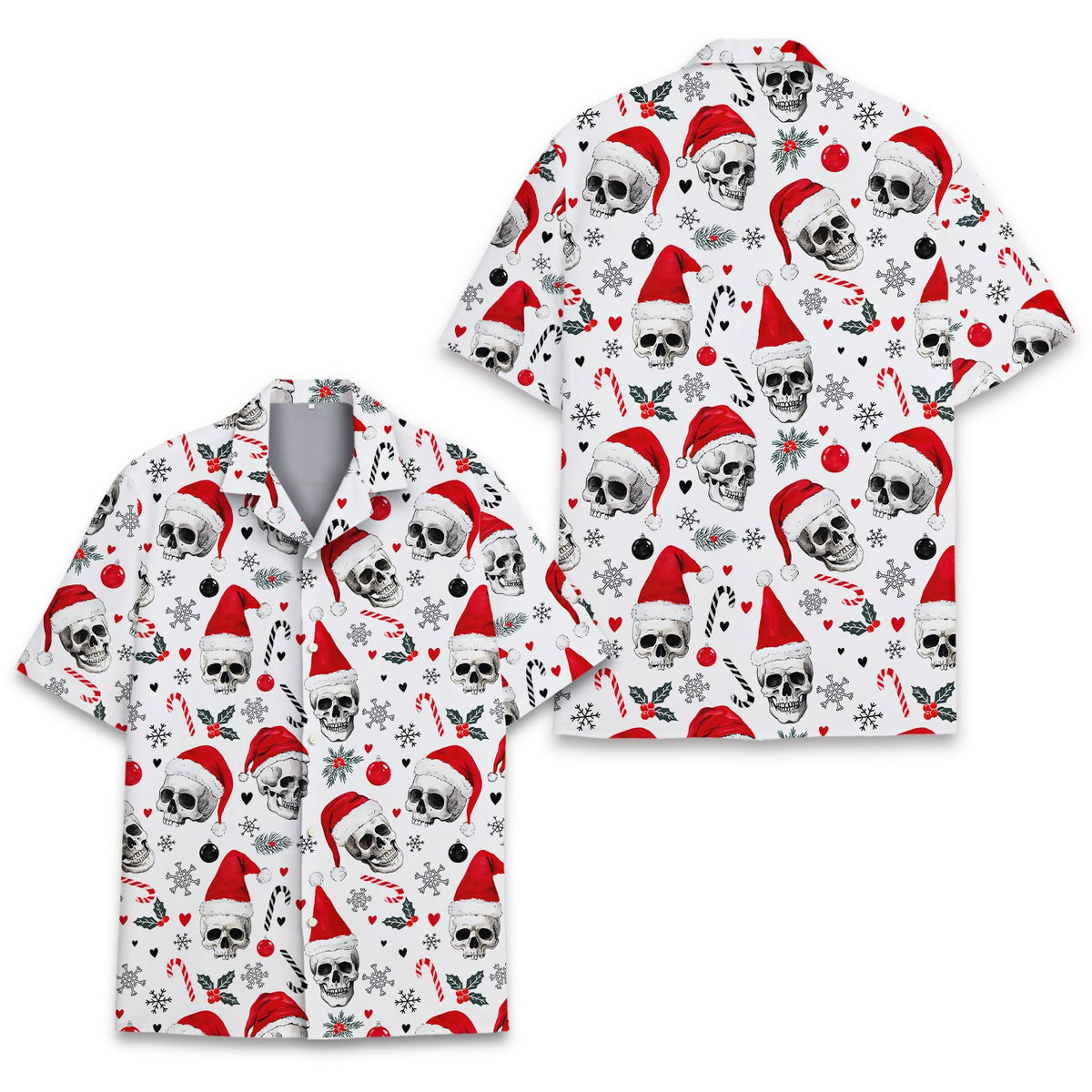 Another front view of the white matching family hawaiian shirt