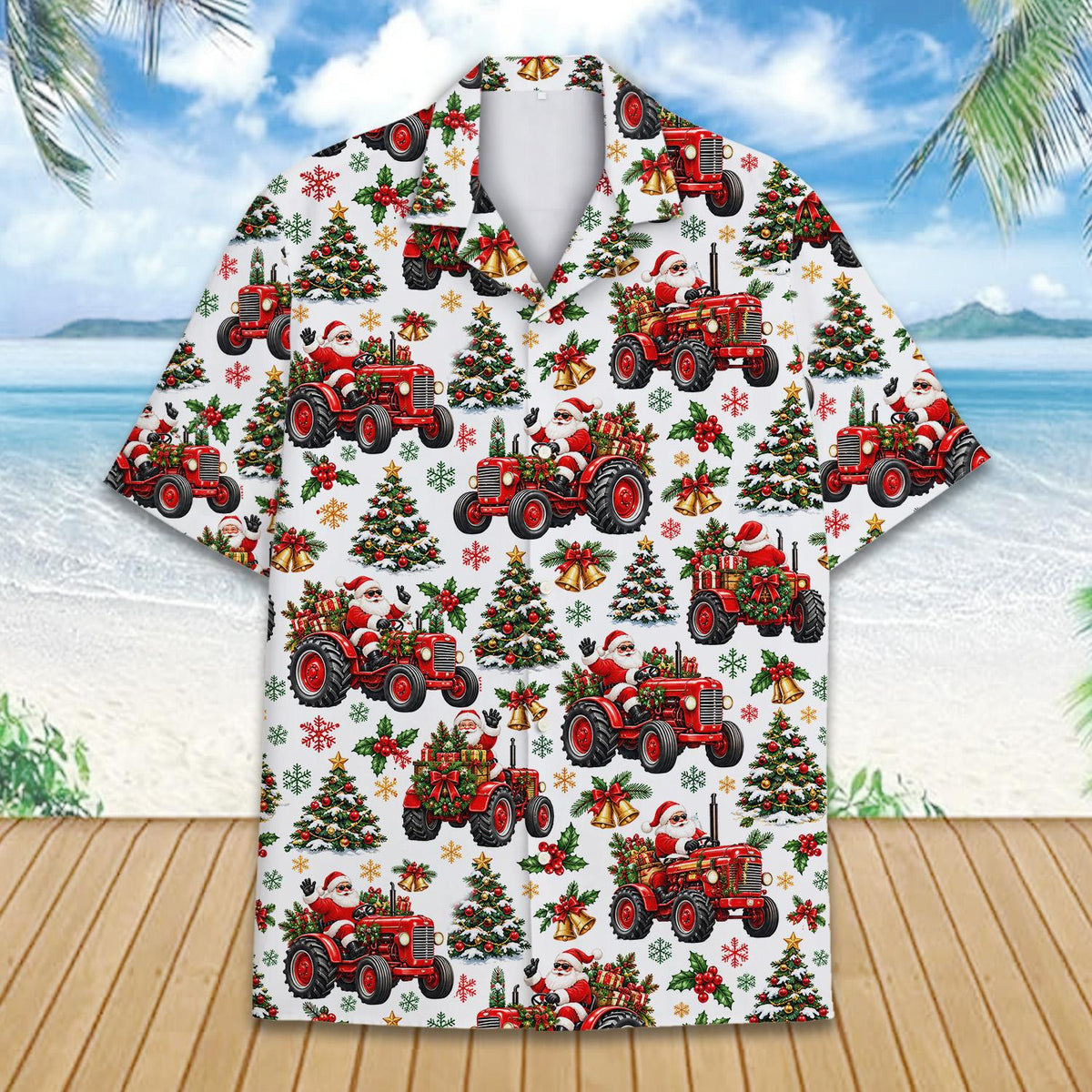 White front view of the matching family christmas shirt