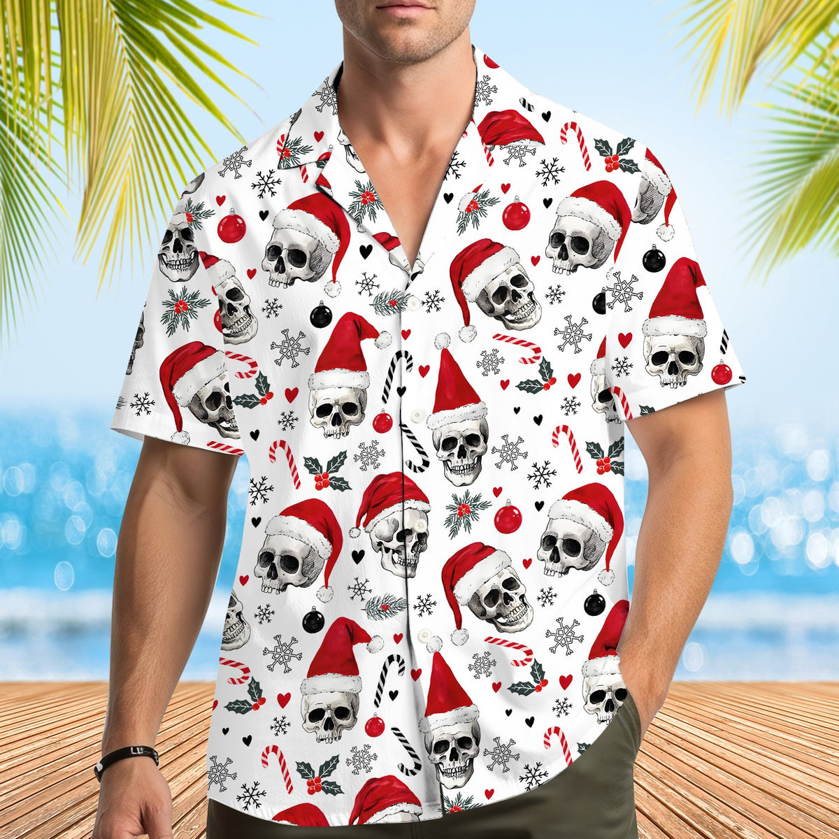 Second lifestyle view of the holiday hawaiian shirt