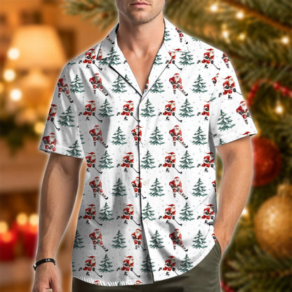 Third lifestyle view showcasing the holiday hawaiian shirt