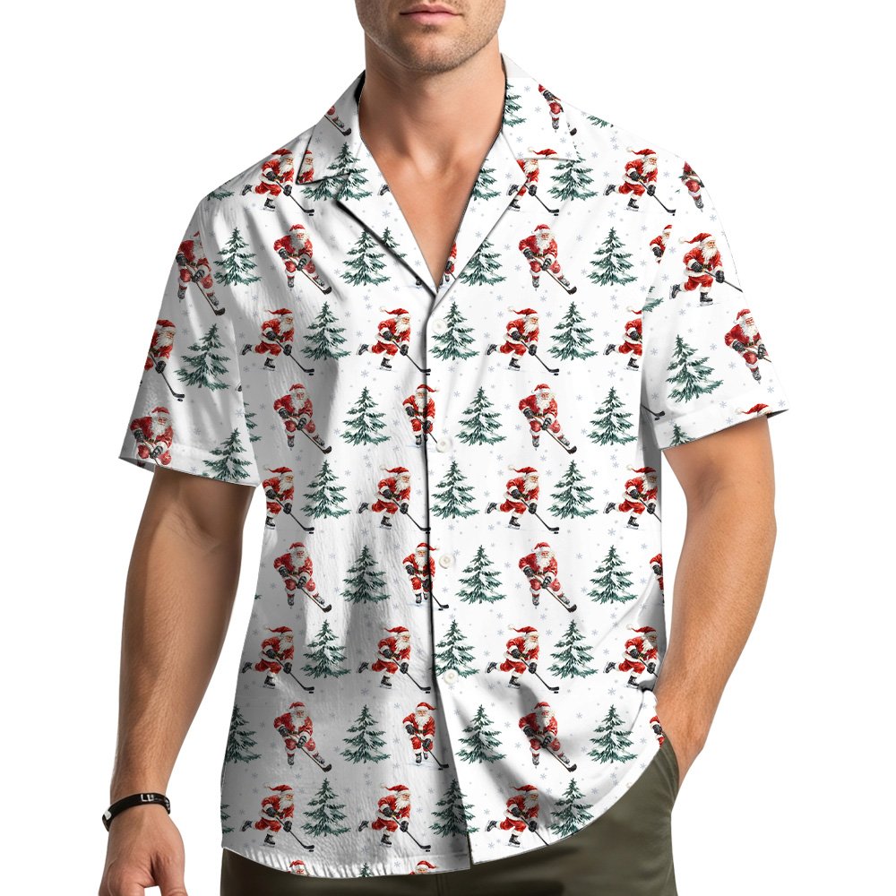 Lifestyle view of a person wearing the matching family hawaiian shirt