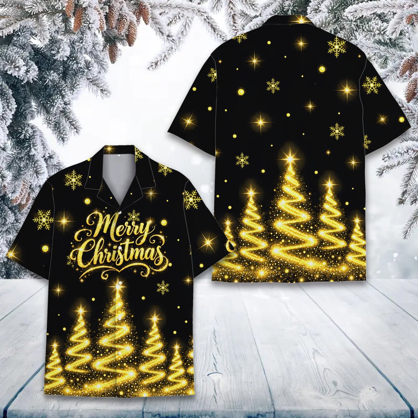 Second alternate view showcasing the holiday pattern on the shirt