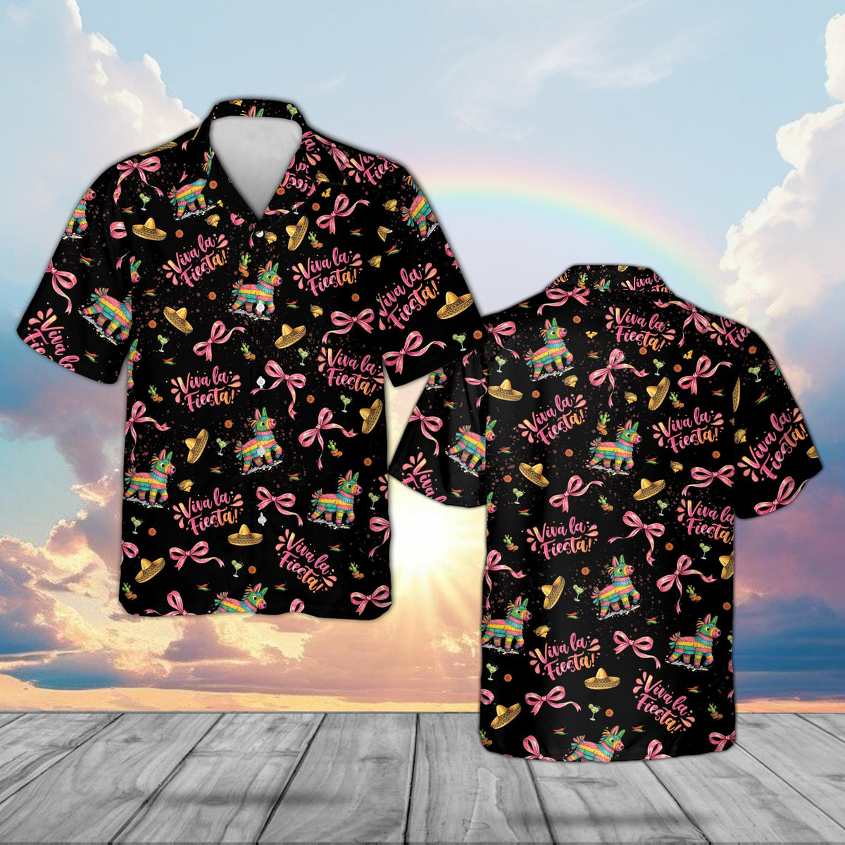 Matching family hawaiian shirts featuring a black cinco de mayo hawaiian shirt design