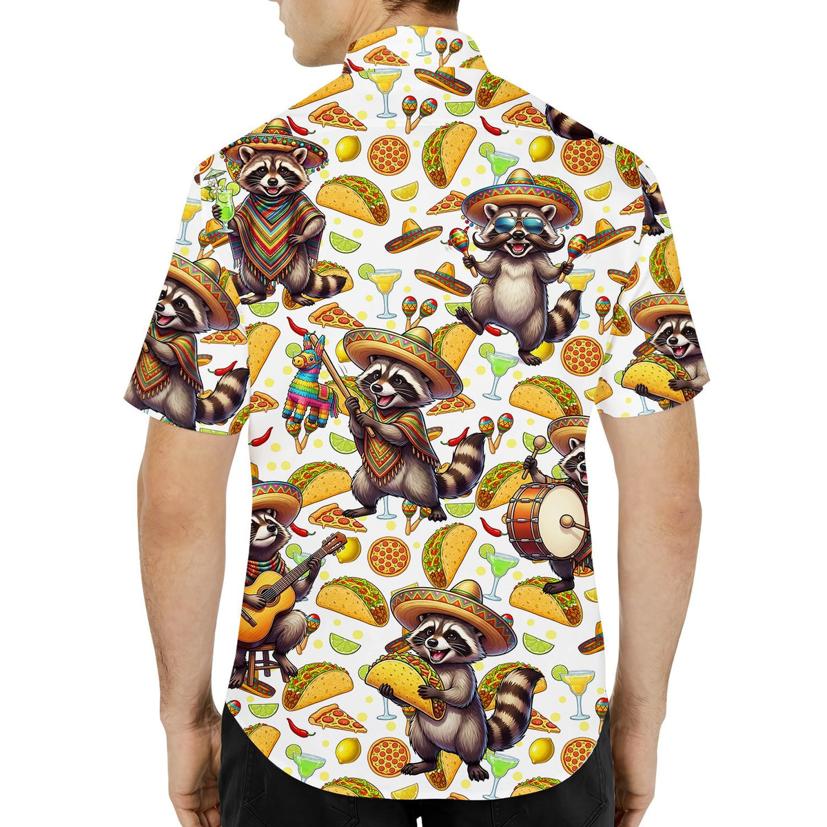 Third lifestyle view showing the matching family Hawaiian shirt outdoors