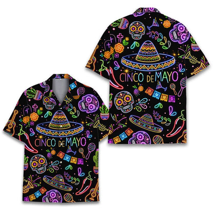 Cinco de mayo hawaiian shirt front detail view