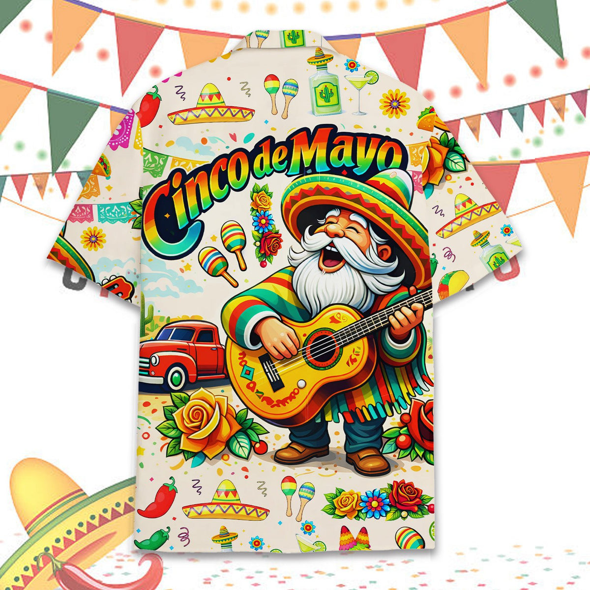 Alternate front view of the Cinco de Mayo hawaiian shirt