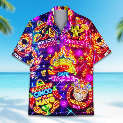 Neon Cinco de Mayo hawaiian shirt, matching family style, main view