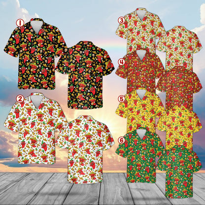 Alternate view of the holiday hawaiian shirt displaying the Cinco de Mayo fabric pattern