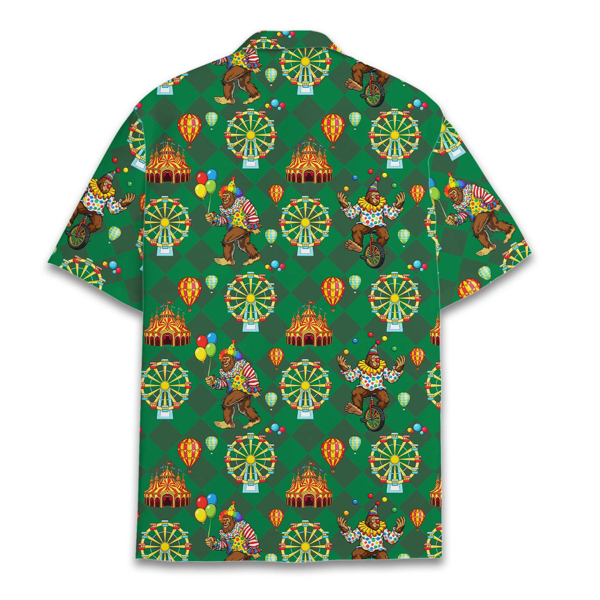 Back view of the circus bigfoot hawaiian shirt