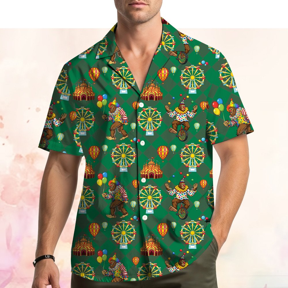 Second lifestyle view featuring the matching family hawaiian shirt design
