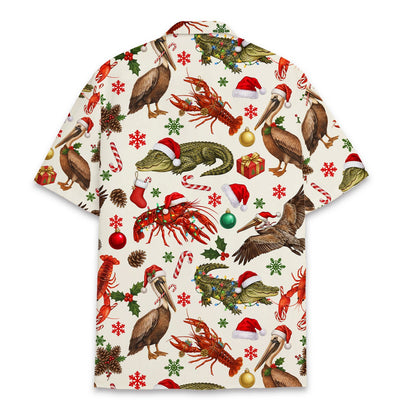 Back view detail of the matching family hawaiian shirts in beige polyester