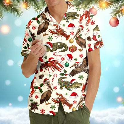 Second lifestyle view featuring the matching family hawaiian shirts