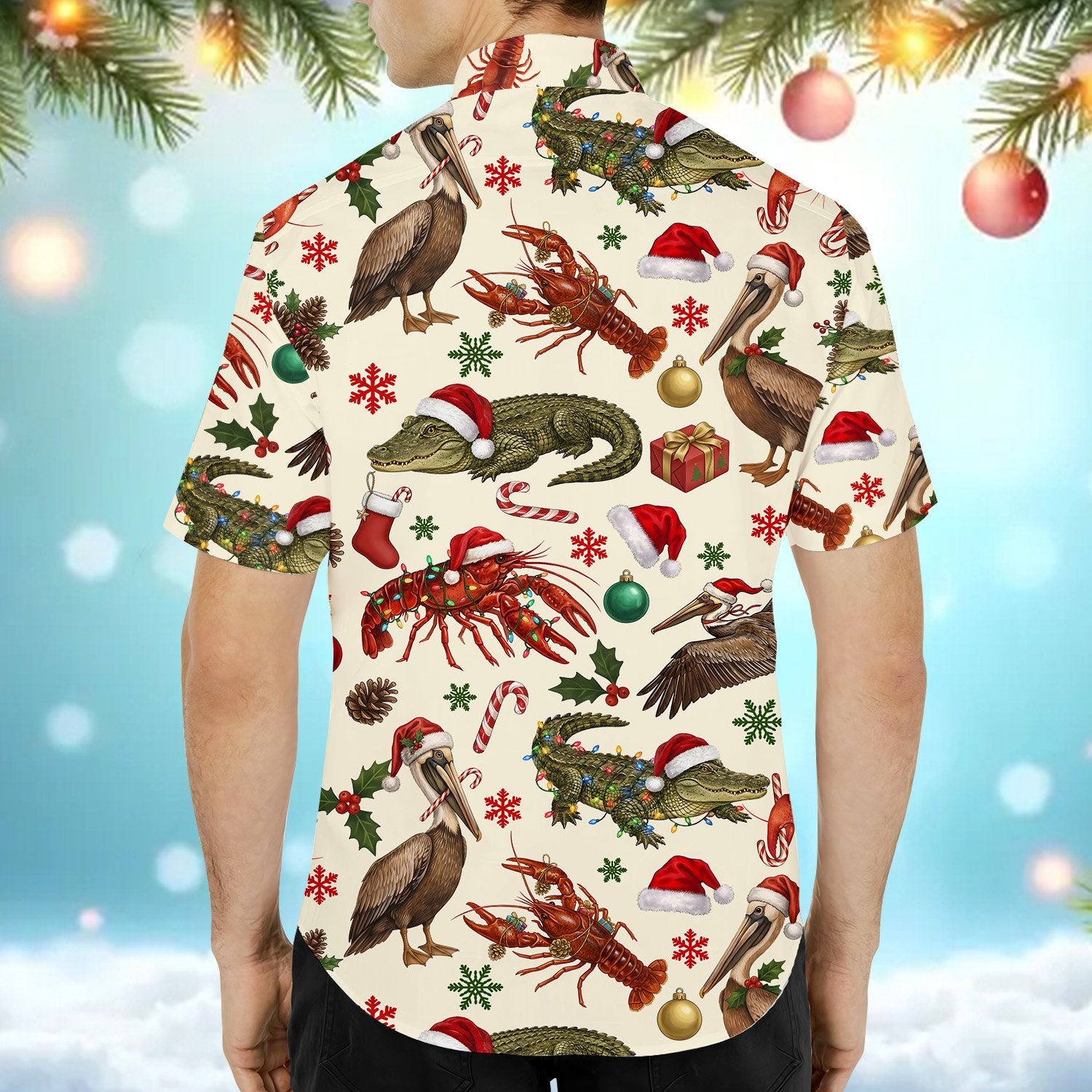 Fourth lifestyle view of the coastal carolina hawaiian shirt worn comfortably