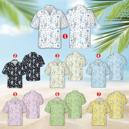 Front view of coastal cowgirl hawaiian shirt in multicolor
