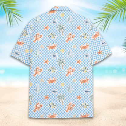 Alternate back view of the coastal family hawaiian shirt