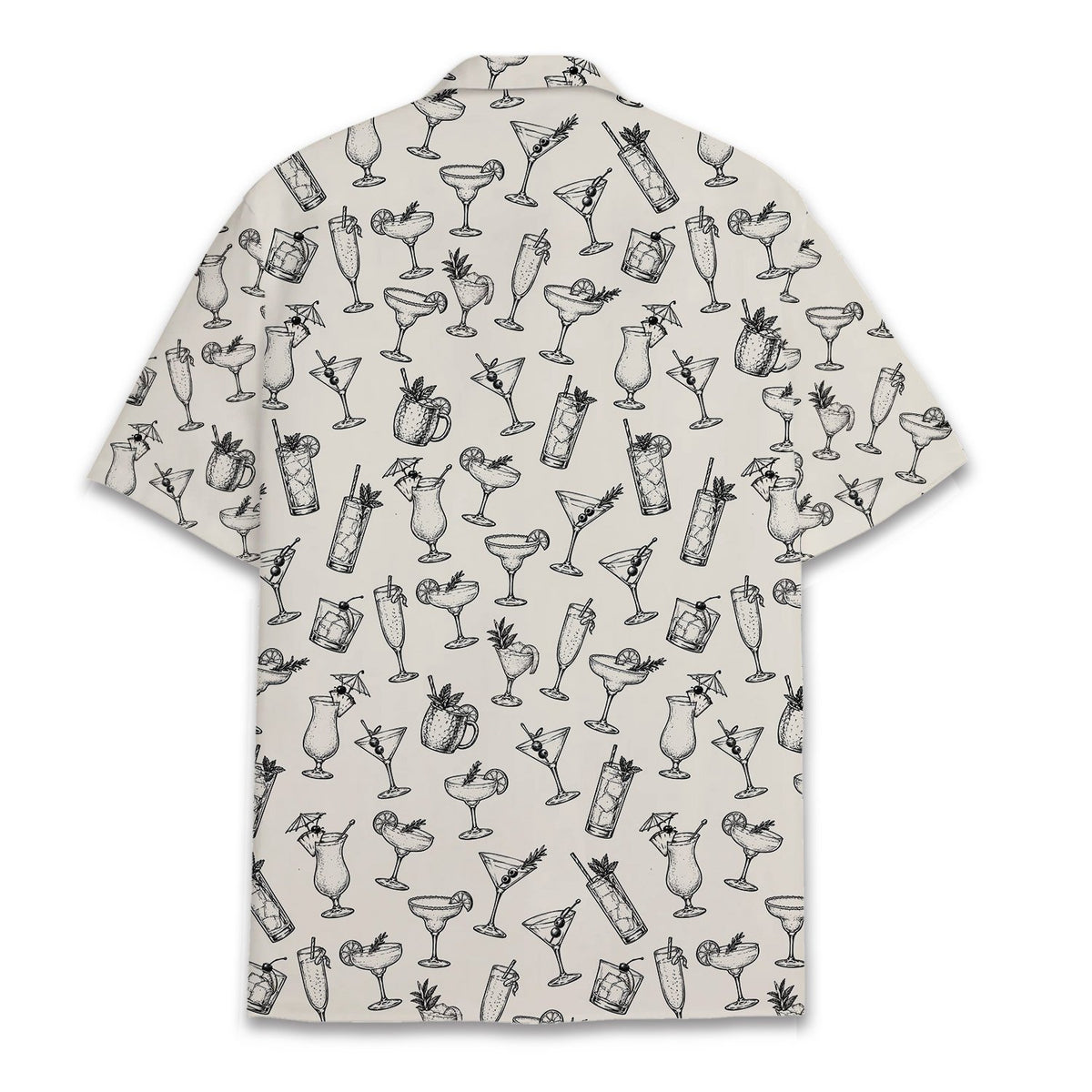 Back view of black cocktails hawaiian shirt