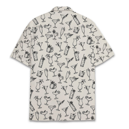 Back view of black cocktails hawaiian shirt