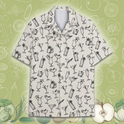 Matching family beige cocktails hawaiian shirt, main view