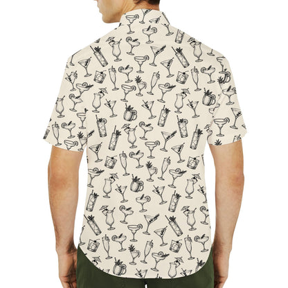 Back view of multicolor cocktails hawaiian shirt