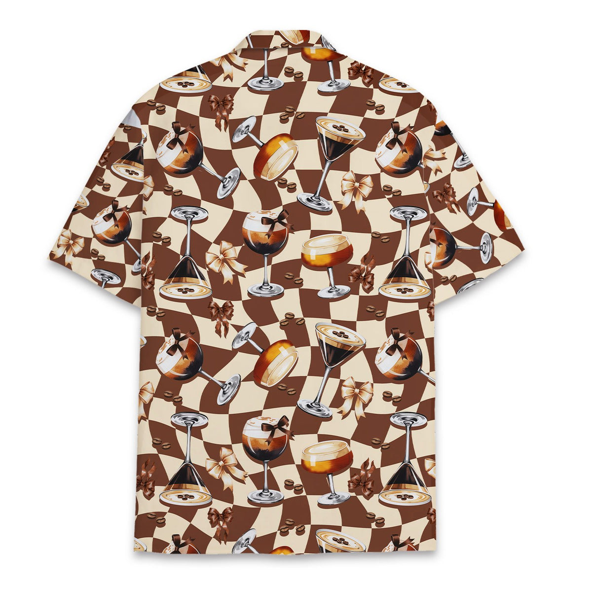 Back view of the coffee / espresso martini hawaiian shirt