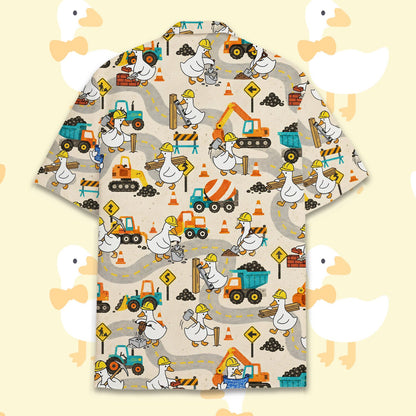 Additional back view showing the all-over construction print