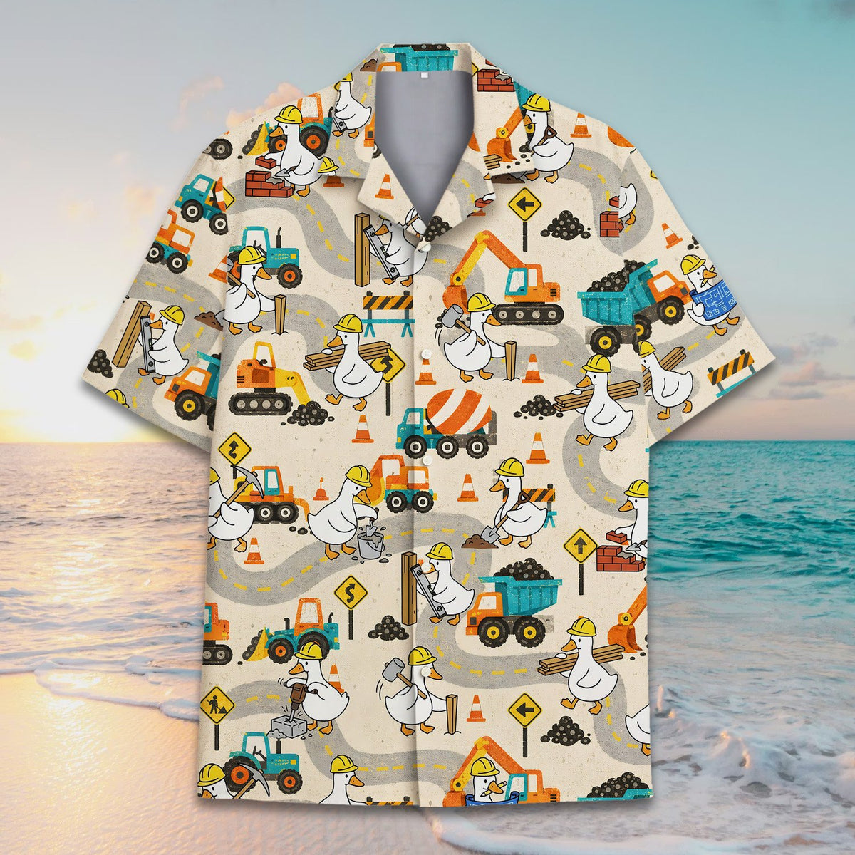 Additional front view of the hawaiian construction shirt